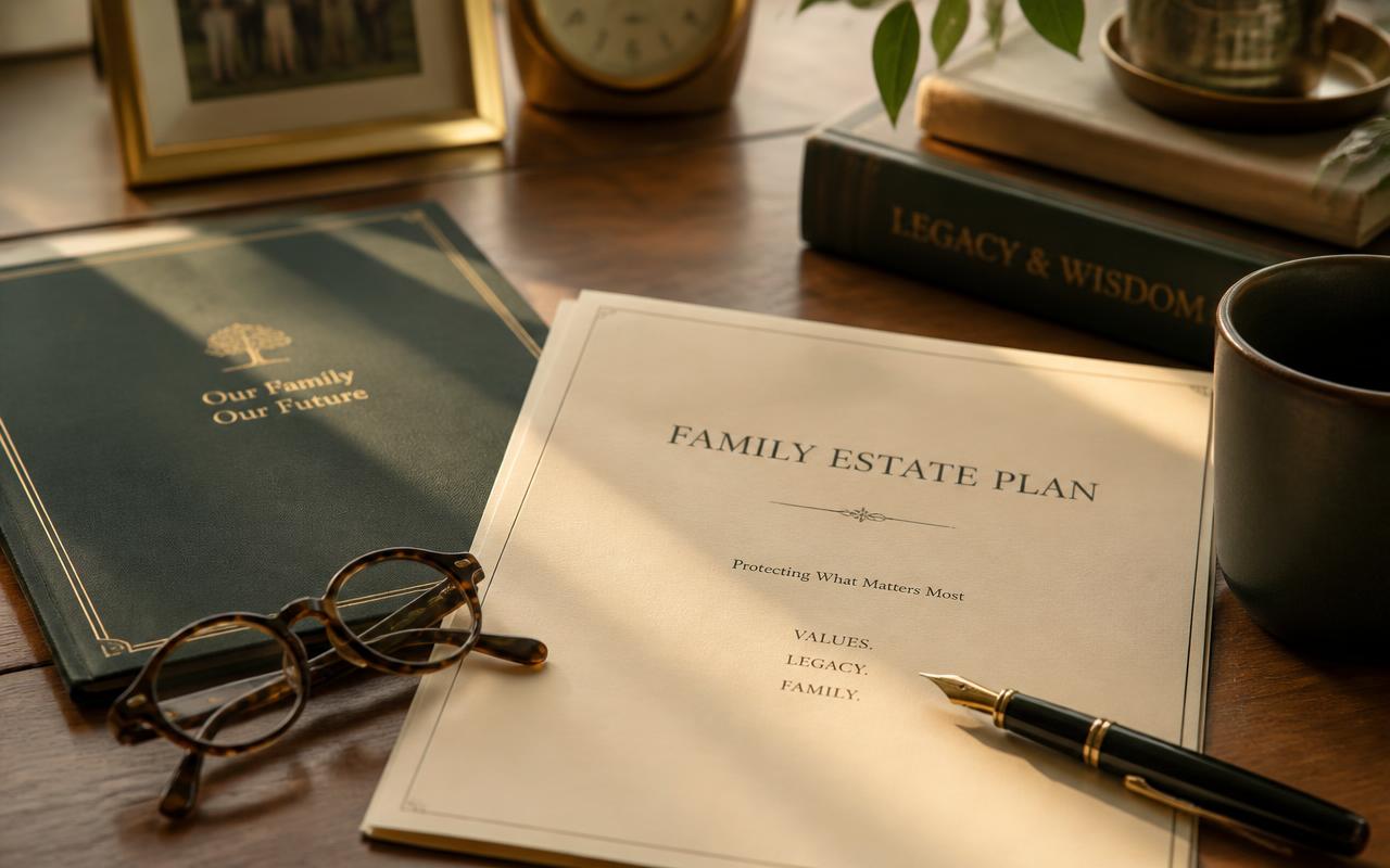 Estate planning documents on a desk